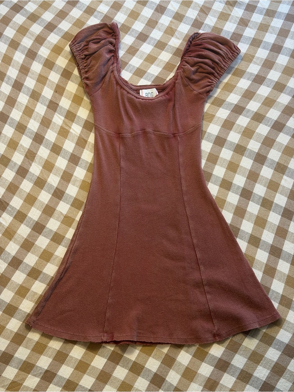 BDG Urban Outfitters Ribbed Puff Sleeve Mini Dress Medium